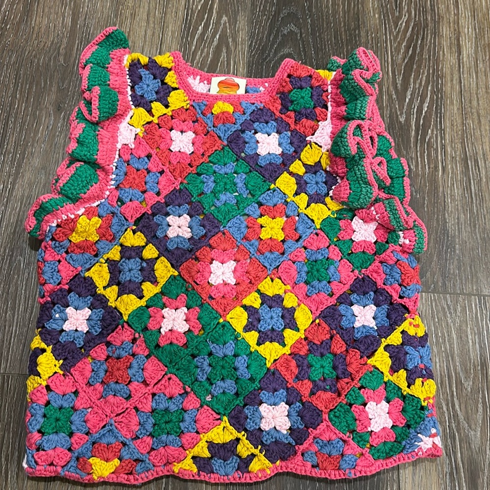 Farm Rio Crochet Square Vest Size S - Picture 3 of 9